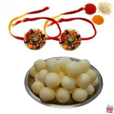 2 Rakhi With Rasgulla