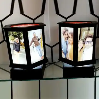 Personalised Hexagonal Photo Rotating Lamp