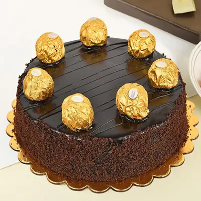 Eggless Ferrero Rocher Chocolate Cake