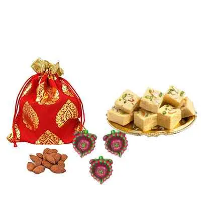 Almonds with Soan Papdi & Diya