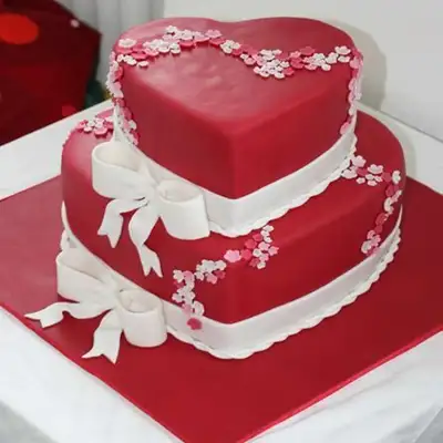 2 Tier Heart Shape Reception Cake