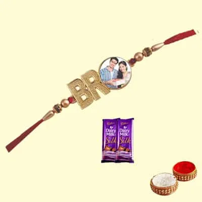 Personalised Metal Bro Rakhi with Silk