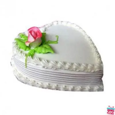 Eggless Heart Shape Vanilla Cake