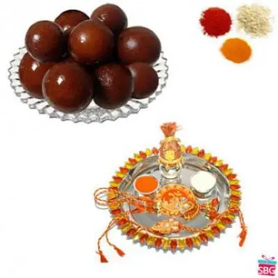 Rakhi Thali With Gulab Jamun