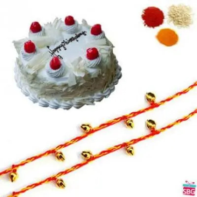 White Forest Cake With Rakhi