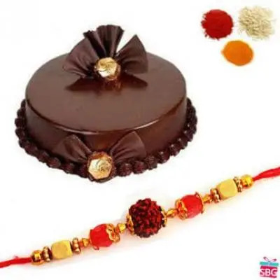 Chocolate Truffle Cake With Rakhi