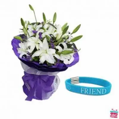 White Lilies With Friendship Band