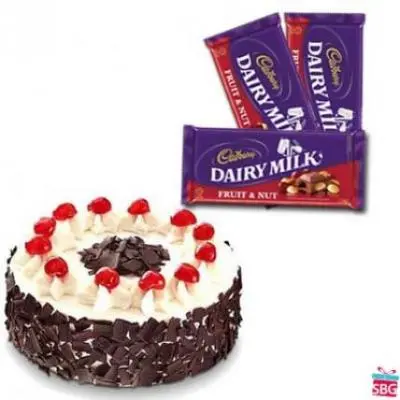 Black Forest Cake with Cadbury Dairy Milk-Fruit n Nut