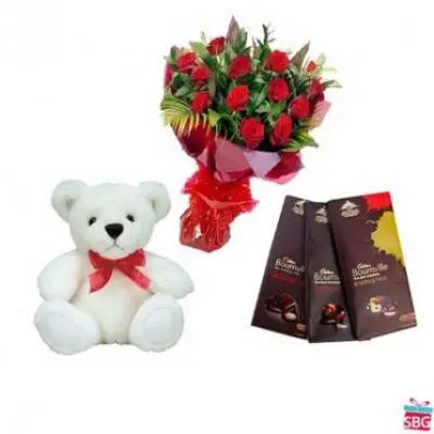 Roses, Teddy With Bournville