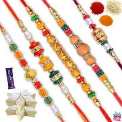 Sweets Chocolates with 5 Rakhi Set