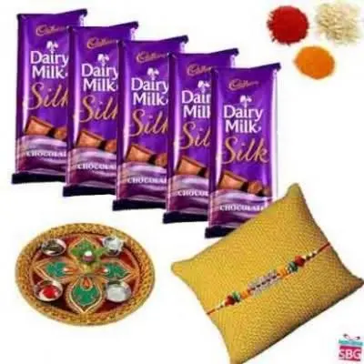 Rakhi Thali With Cadbury Dairy Milk Silk
