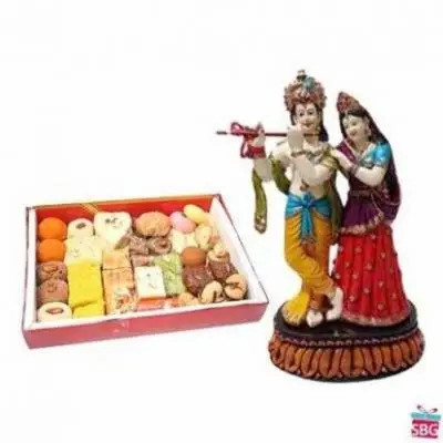 Radha Krishna With Mix Sweets