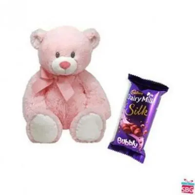 Teddy With Cadbury Silk Bubbly