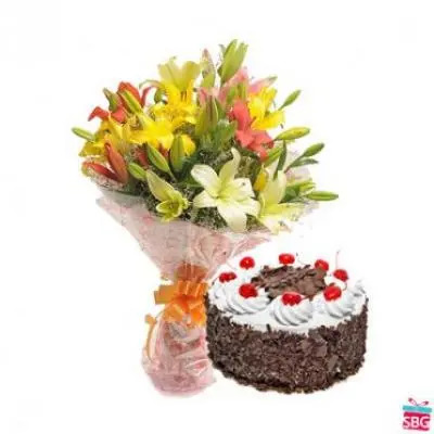 Mix Lilies With Black Forest Cake