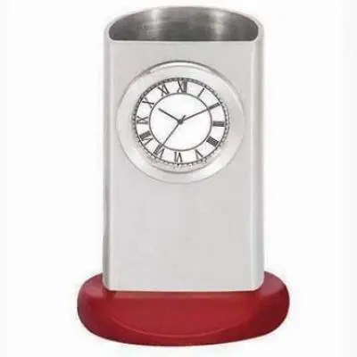 Silver Pen Holder Cum Clock