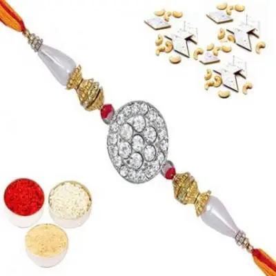 Set  of two D-3701 Diamond Rakhi with 400 gms of Kaju katli