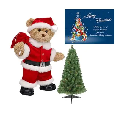 Santa Claus With Tree & Greeting Card