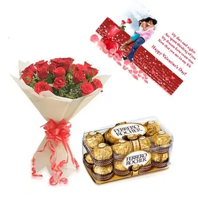 Roses, Ferrero Rocher With Valentine Card