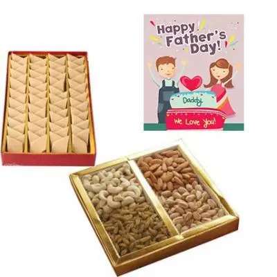 Dry Fruits and Kaju Burfi With Fathers Day Greeting