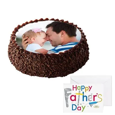 Fathers Day Chocolate Photo Cake With Fathers Day Card