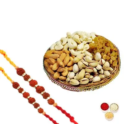 Rudraksh Rakhi Set with Mixed Dry Fruits