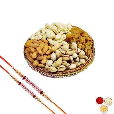 Stone Rakhi Set with Mixed Dry Fruits