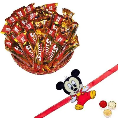 Mickey Mouse Rakhi with 5 Star Chocolate Hamper