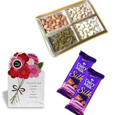Dry Fruits with Chocolate and Greeting Card