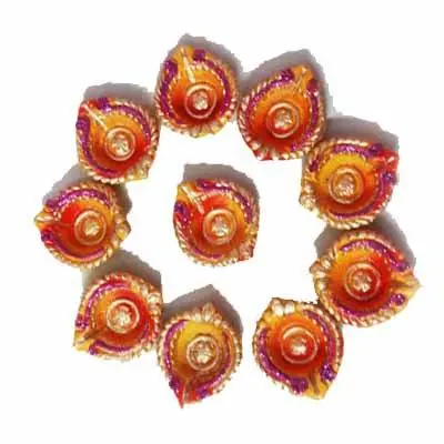 Set of 10 Designer Diyas