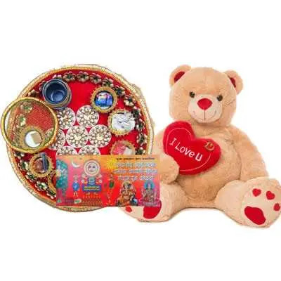 Karwa Chauth Thali with Teddy bear