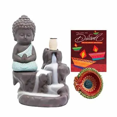 Buddha Fog with Diya & Card