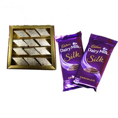 Kaju Burfi with Dairy Milk Silk