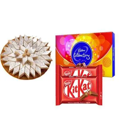 Kaju Katli with Cadbury Celebration & Kitkat