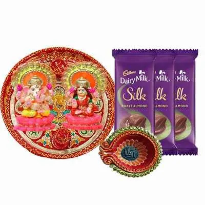 Diwali Pooja Thali with Dairy Milk Silk