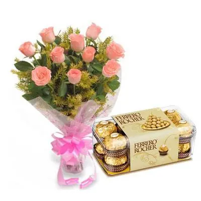 Pink Roses with Ferrero Rocher