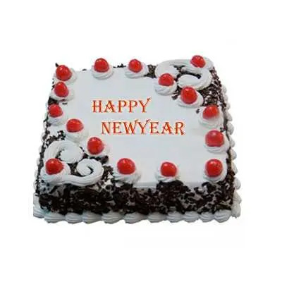 New Year Black Forest Square Cake