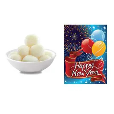 Rasgulla with New Year Card