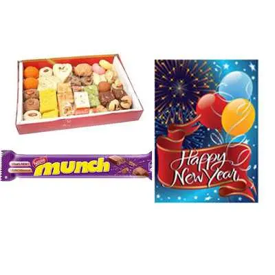 Mixed Sweets with New Year Card & Munch