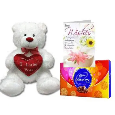 30 Inch Teddy with Celebration & Card