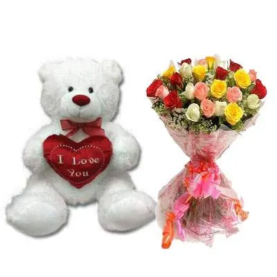 30 Inch Teddy with Mix Bouquet