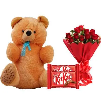 40 Inch Teddy with Kitkat & Bouquet