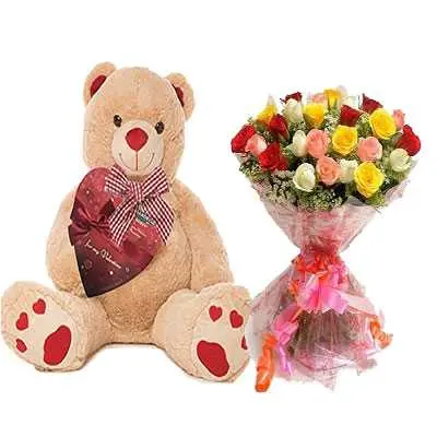 Big Teddy with Mix Bouquet