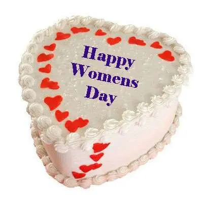 Womens Day Heart Shape White Forest Cake