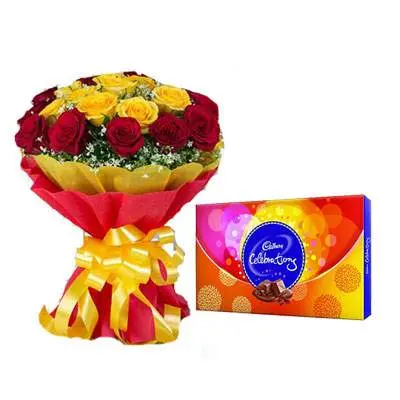 Red Yellow Bouquet with Celebration
