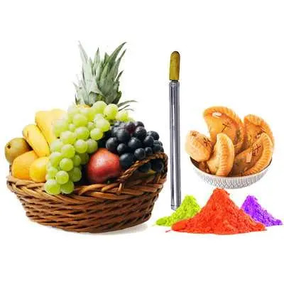 Mix Fruits with Gulal, Pichkari & Gujiya