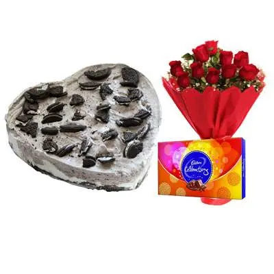 Heart Oreo Cake, Red Roses & Celebration