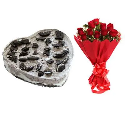 Heart Oreo Cake & Red Roses