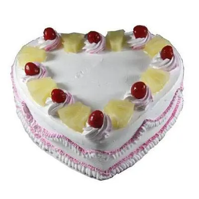 Eggless Heart Pineapple Cake