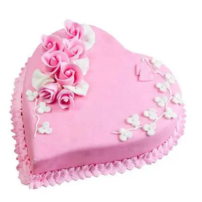 Eggless Heart Strawberry Cake