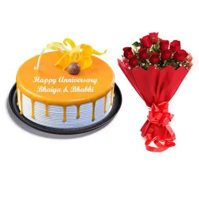 Butterscotch Cake & Bouquet